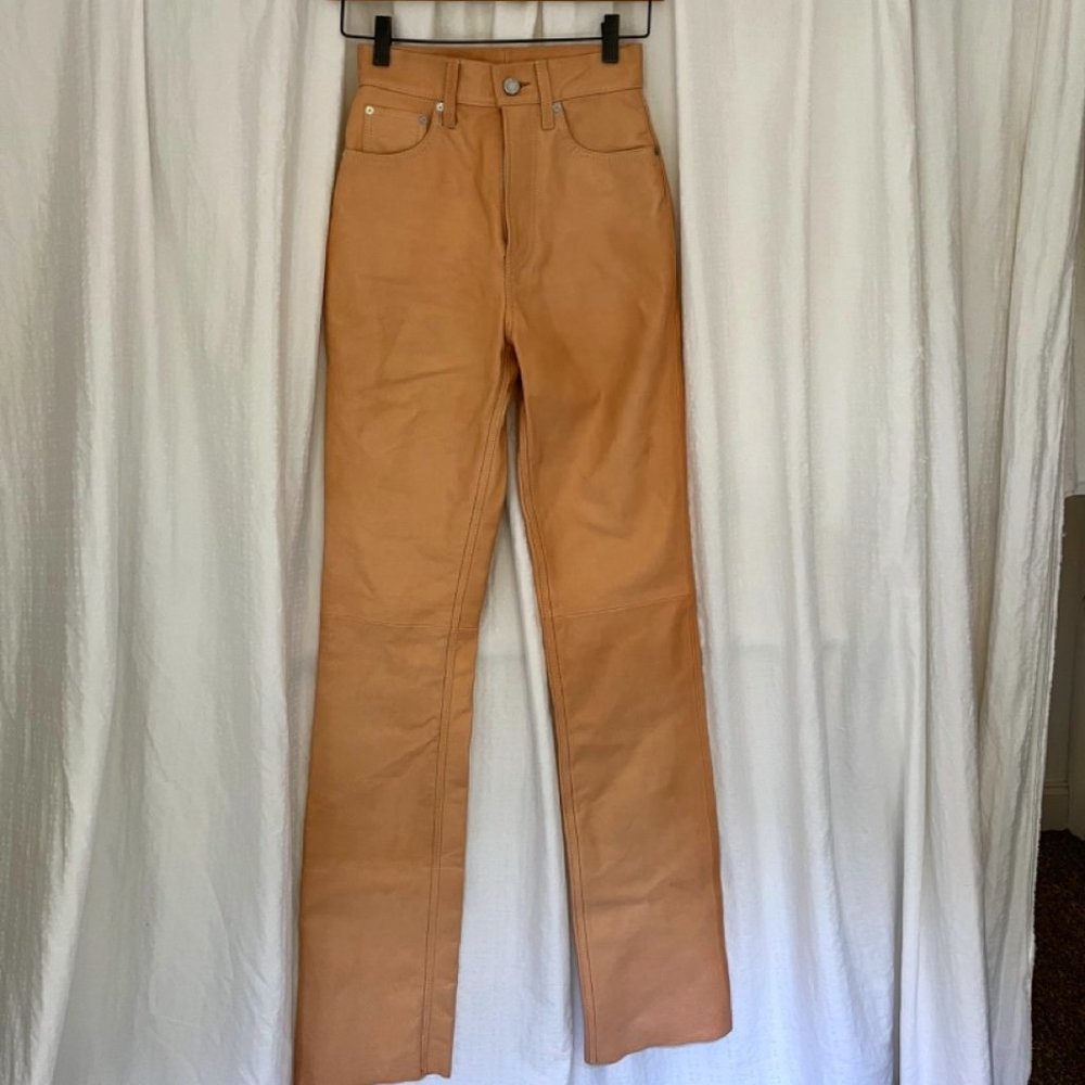 Helmut Lang Lambskin Leather Pants in Raw